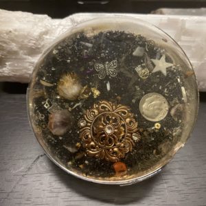 Reiki Infused Star Flower Quarter Black Steel Orgonite, Holy Hand grenade Orgone Generators Amethyst Quartz Citrine Selenite Kyanite Pyrite Crystal Stones